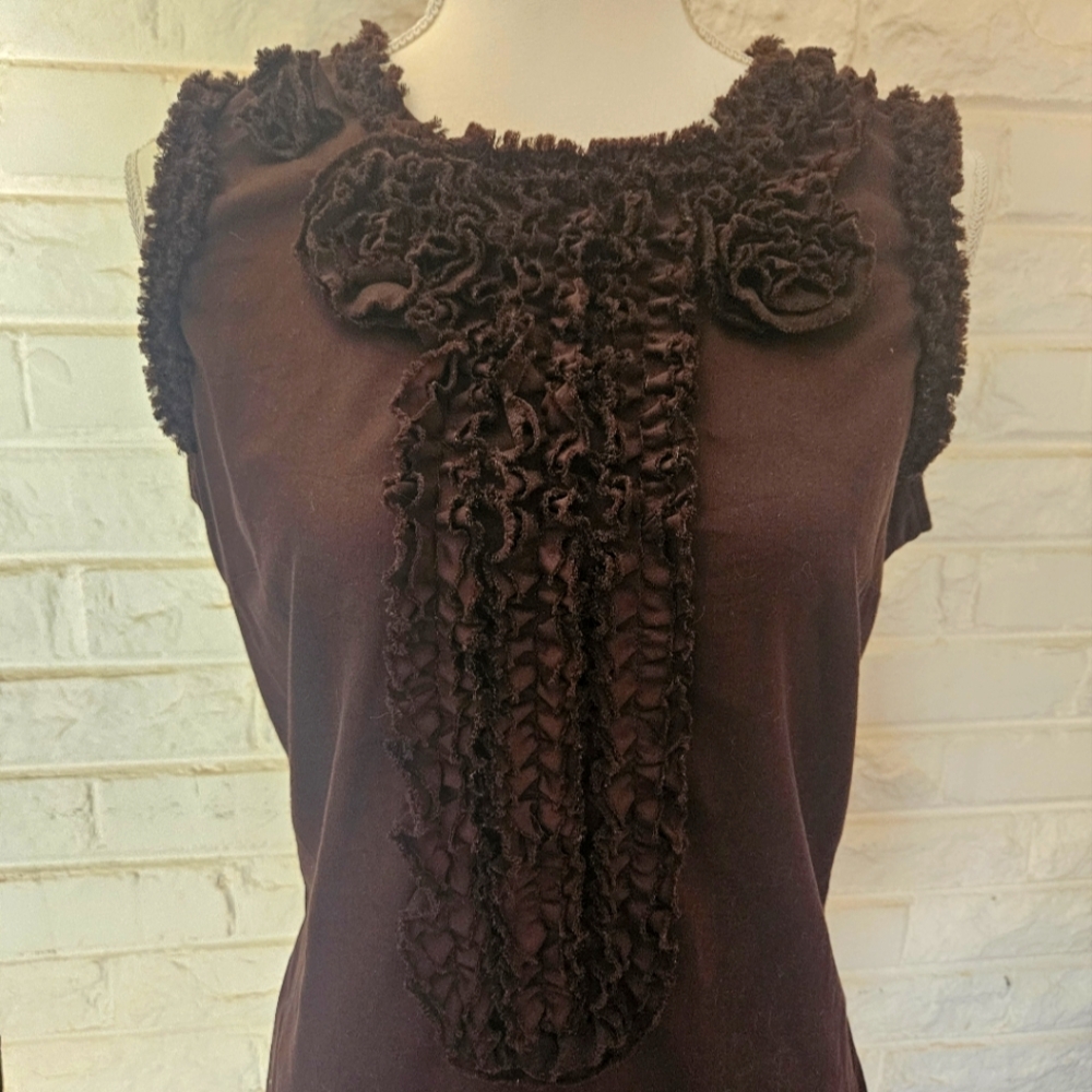 ANTONIO MELANI Brown Ruffled Blouse